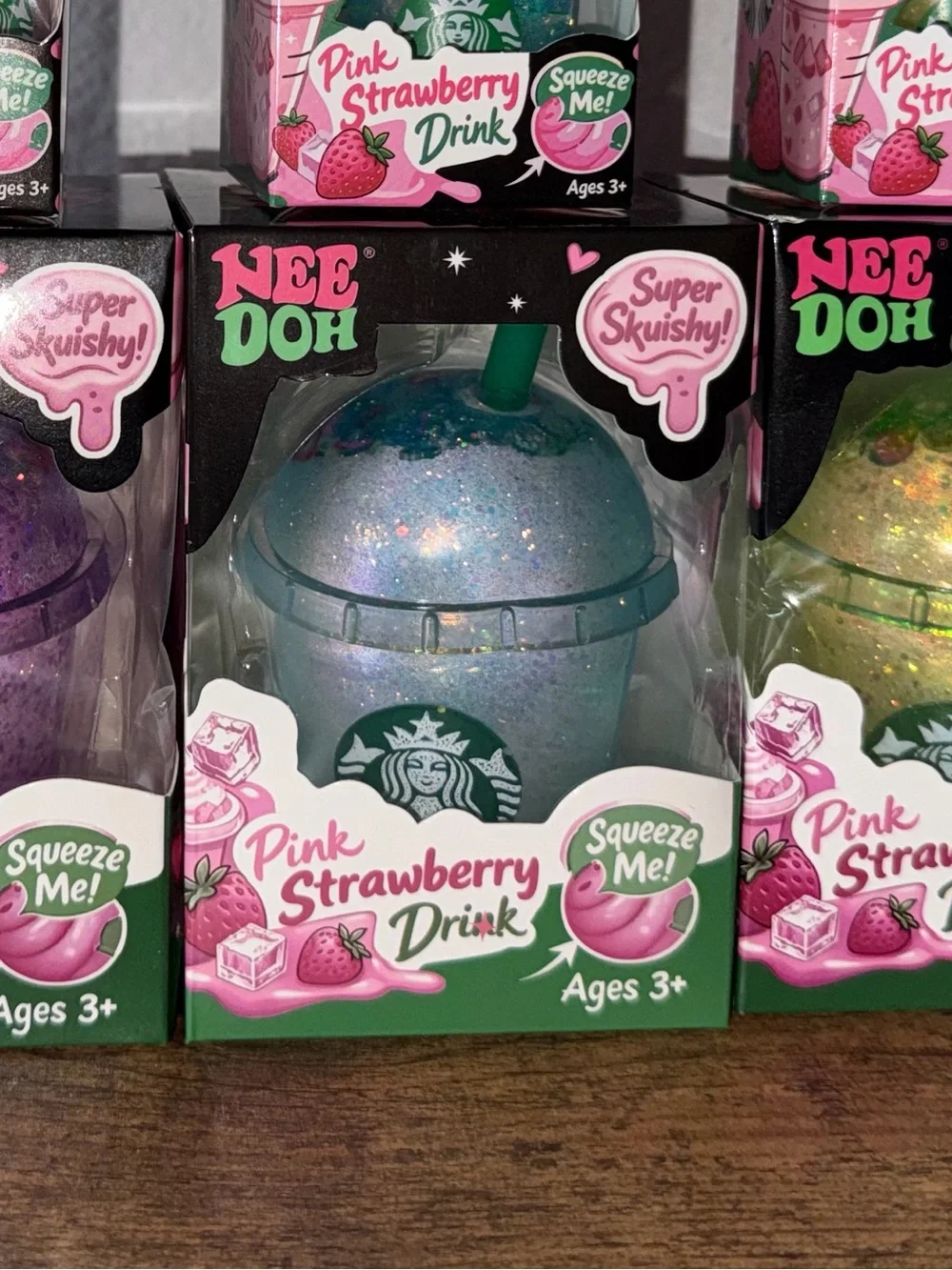 NeeDoh Pink Strawberry Sparkle Squeeze Cup Starbucks